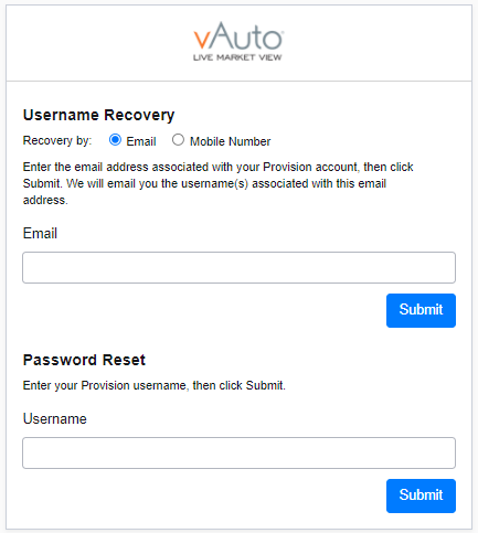 vauto password recovery process