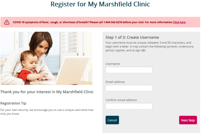 mymarshfieldclinic registration steps 2