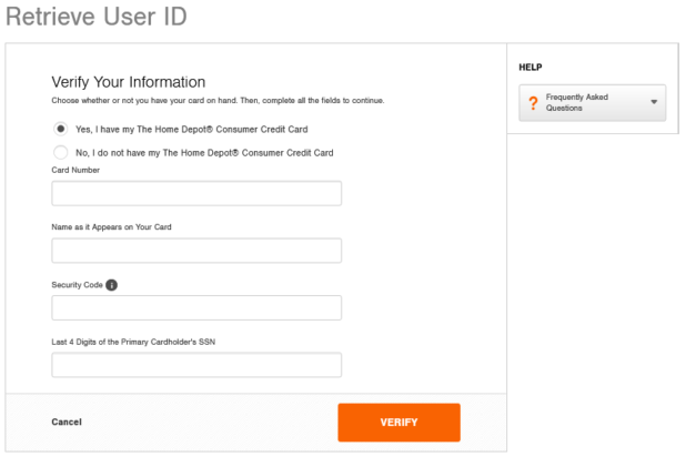 How to retrievve Home Depot User ID