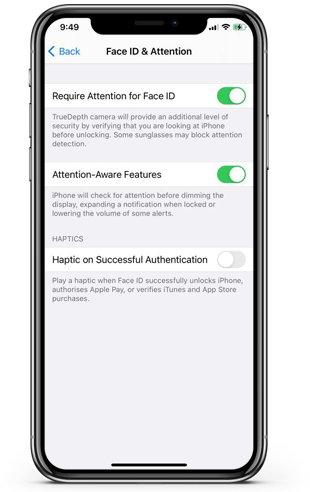 Disable Attention Aware Feature in iPhone