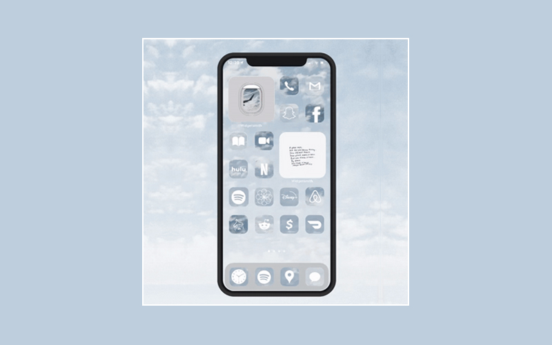 ios14-15 Cloud Themed Home Screen Layout for iPhone