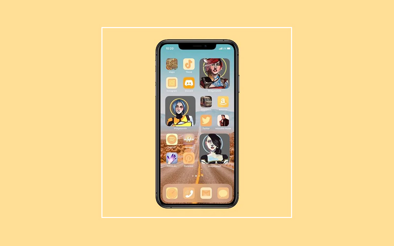 ios14-15 Golden Yellow Sunlight Home Screen Layout for iPhone