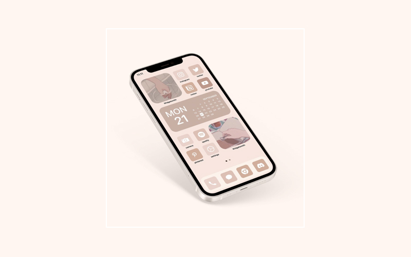 iOS14 15 Neutral Beige Screen Layout for iPhone