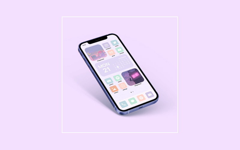 ios14-15 Pink Pastel Home Screen Layout for iPhone