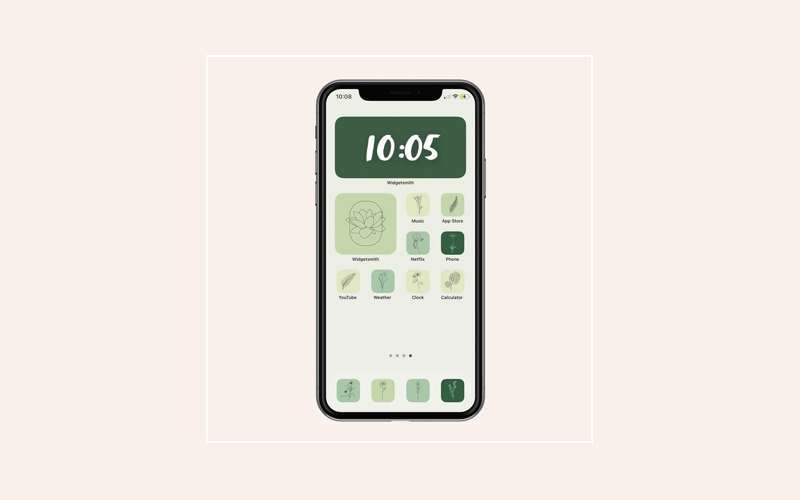 ios14-15 Sage Green Home Screen Layout for iPhone