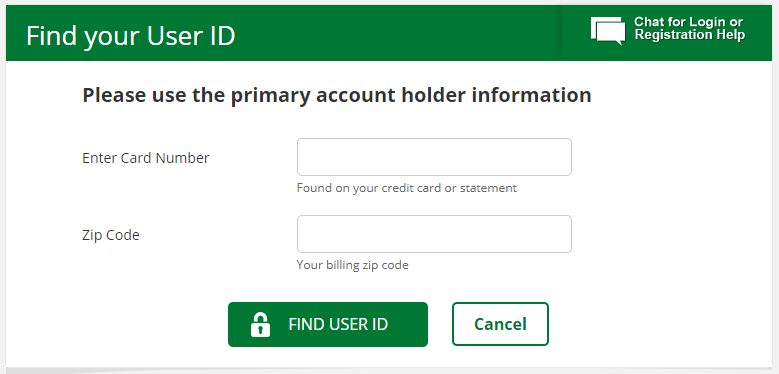 find My BP Credit Card userid