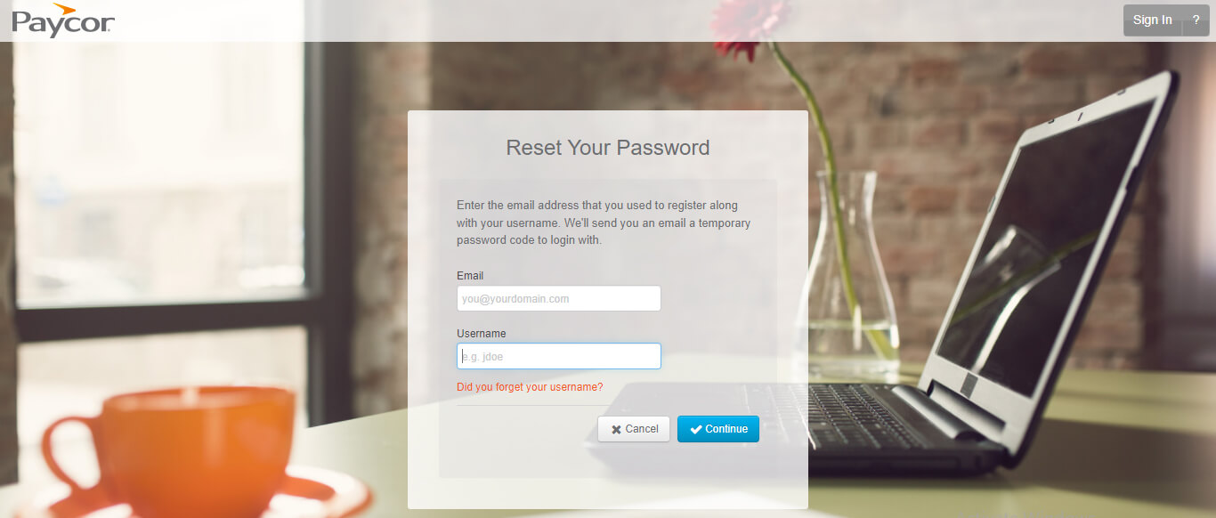Reset Paycor Employee Account Password