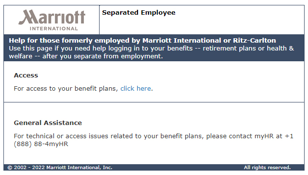 Marriott Separated Employee Benefits Account