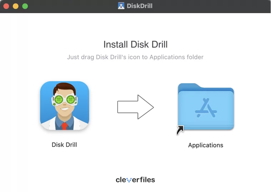 Disk drill icon and Application folder.
